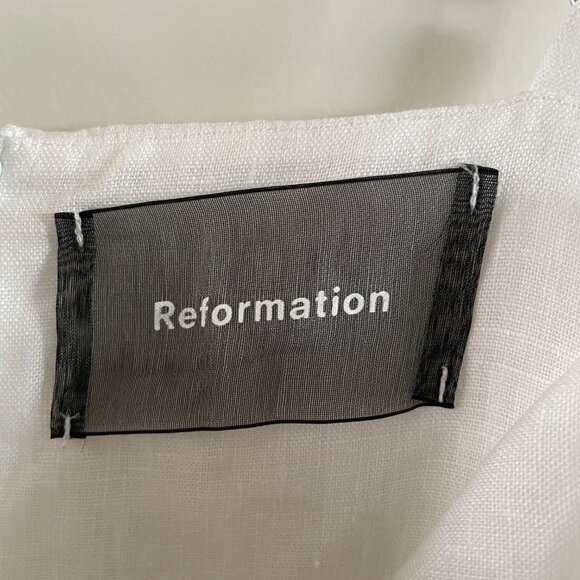 Reformation Thelma white linen Midi Summer Sun Dress 4 - Picture 4 of 10